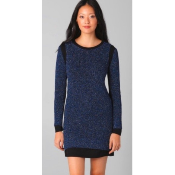 SEE BY CHLOE Lurex Blue Metallic Sweater Mini Dress - Picture 1 of 8
